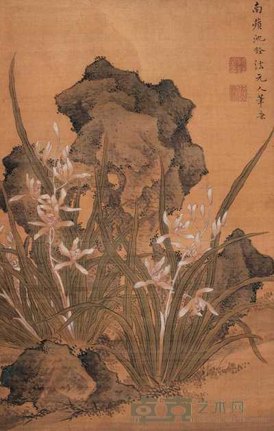 沈铨（款） 兰石 立轴 48×30cm